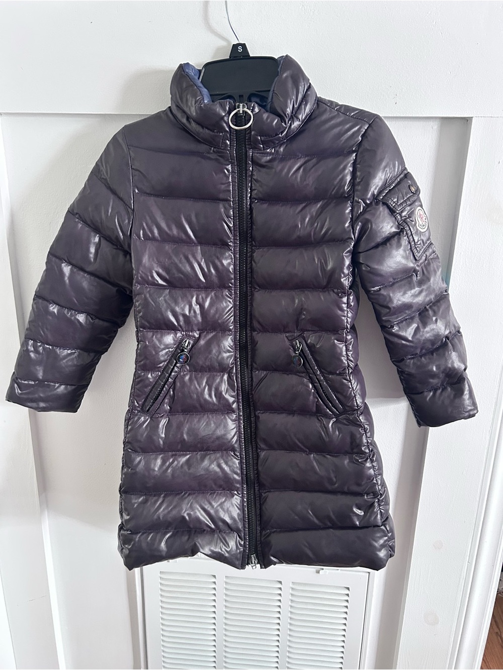 Moncler Girls Size 6 Long Down Puffer Coat Brown Quilted Jacket